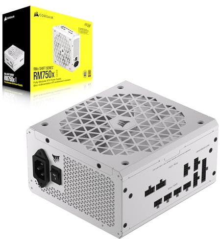 Corsair RM750x SHIFT Vollmodulares ATX-Netzteil - Modulare Seitenschnittstelle PCIe 5.1-kompatibel Null-Drehzahl-Lüftermodus 80 PLUS Gold-Effizienz - Weiß (Reconditionné)