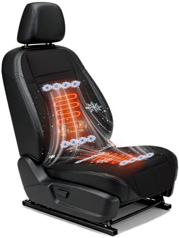 VLFLG Belüfteter Autositzbezug für Kühlung und Massage, 3-in-1, 12 V, universelles Vordersitzkissen mit 3-Temp-Modi für alle Jahreszeiten, passend für Auto, SUV, LKW (Warm- und Kühlung und Massage-1)