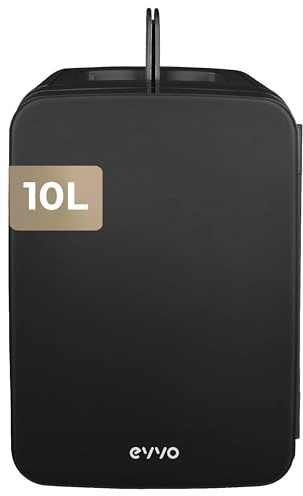 EVVO Mini F10 kylskåp (svart), 10 l för kosmetika och smink, bärbart minikylskåp för krämer, skönhet och hudvård, tyst minikyl, kylning och värmefunktion, AC/DC 12 V/220 V