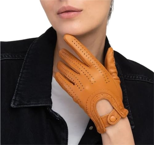 L6NqIAG Leder-Autohandschuhe Frauen Leder Handschuhe Atmungsaktive Dünne Outdoor Radfahren Fahren Motorrad Frühling Sommer Dame