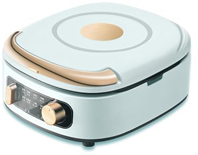 Teglia Elettrica, Pancake Maker Elettrico con Divisore, Padella Elettrica Bifacciale Antiaderente Rimovibile con Coperchio, per Barbecue con Spezzatino(Cyan)