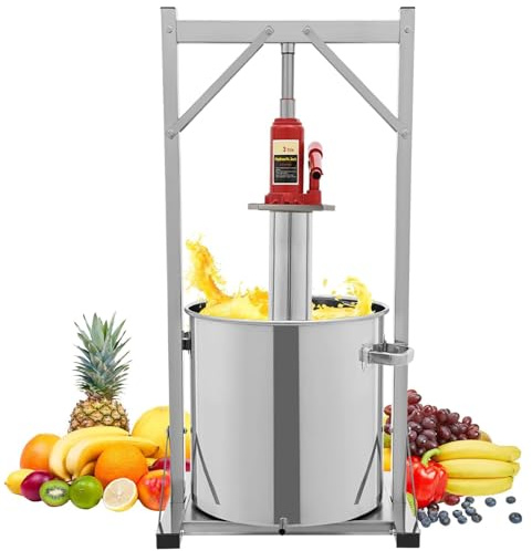 Pressa per frutta a martinetto idraulico, in acciaio inox, manuale per la produzione di vino, tritacarne con secchio da 12 l, spremiagrumi manuale