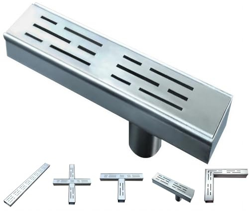 Estrecha Canaleta Desagüe con Cubierta de Rejilla, Robusto Acoplable Drenaje de Zanjas, Acero Inoxidable 304 Canaleta Agua, Kit de Drenaje para Entrada，Terraza，Patio(Sealed drain,100 X 50 mm)
