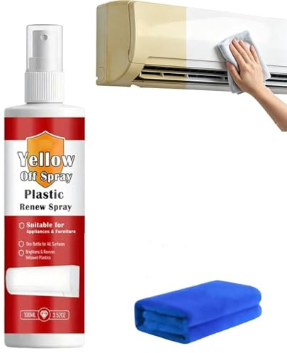 Limpiador en aerosol de plástico amarillento, aerosol multiusos de acción rápida para eliminar el amarilleo del plástico, elimina las manchas amarillas, restaura el acabado blanco brillante (1pc)
