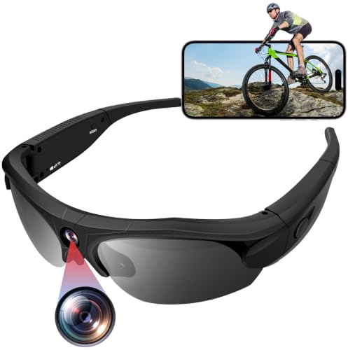 Pudet Luo Gafas con Camara WiFi 4K, Camara Deportiva, De Sol Polarizadas | 1080P, 120°, 16GB incl., Moto Senderismo Equitación Pesca, Action Cam, Loop, Type-C, 100 Min, POV