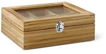 Bredemeijer kleine helle Teebeutel-Kiste mit 6 Fächer und Sichtfenster ca. 20 cm lang