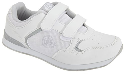 Dek Lady Skipper Touch Fastening Bowls Bowling Sport Shoes Trainers - White/Grey PU/Textile, Ladies UK 4 / EU 37