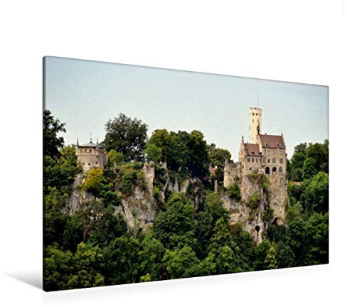 Premium Textil-Leinwand 120 x 80 cm Quer-Format Schloss Lichtenstein | Wandbild, HD-Bild auf Keilrahmen, Fertigbild auf hochwertigem Vlies, Leinwanddruck von GUGIGEI