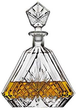 Lefonte Whiskey Decanter for Liquor Scotch Bourbon or Wine, Irish cut Triangular - 750ml