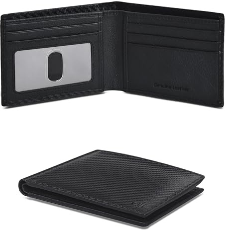 Oak Leathers Real Slim Leather Wallet for Men - RFID Blocking Bifold Thin Wallets Credit Card Front Pocket Minimalist Billfold