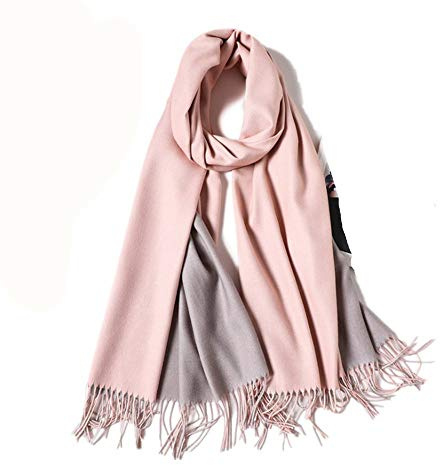 freesiom Echarpe Femme Hiver Chaude Longue Double Faces Couleurs Frange Cachemire Châle Foulard Tour Cache Cou Mode Simple Elegant Douce Automne Cadeau Anniversaire Noel