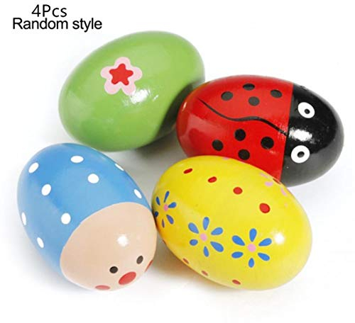 JBBERTH 4Pcs Sand Eggs Percussion Instruments Wooden Percussion Musical For Children kids Gift Random color