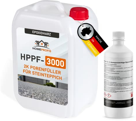 Home Profis® HPPF-3000 2K Epoxidharz Porenfüller für Steinteppich Innen & Außen (3kg) – Transparente Versiegelung, Porenverschluss zur Teilverfüllung und Vollverfüllung