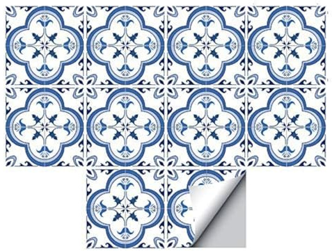 Alwayspon Adesivo per piastrelle da parete per pavimenti per decorazioni domestiche, Peel & Stick paraspruzzi autoadesivi, adesivi per piastrelle per soggiorno, cucina, bagno, 10 pezzix20x20 cm, blu