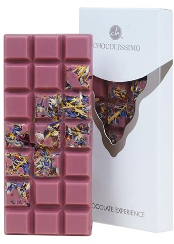 CHOCOLISSIMO - Ruby-Schokolade mit echten Blumen, Rosa Schokolade mit Blumen, Geschenkidee Frauen