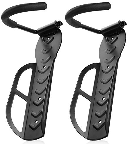 Flexzion Garage Bike Rack Wall Mount (2 Pack) - Easily Hang/Detach Black Bicycle Hanger Storage System Holder w/Screws - Vertical Bike Hooks for Garage Indoor Apartment Shed, Holds up to 44lbs(20Kg)