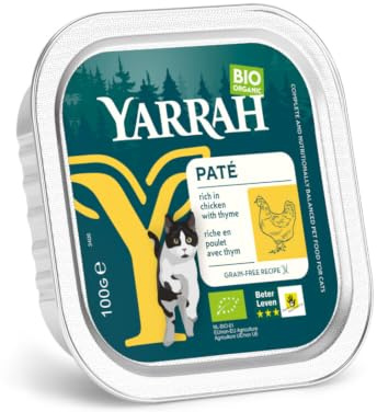 Yarrah Cat Food Paté - Nourriture humide au poulet - Sans céréales - 100 g, multicolore