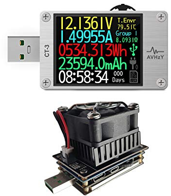 AVHzY USB Tester Meter USB Last Digital Multimeter Spannungsprüfer DC 6A 26V für die Messung Lade-und Ladegeschwindigkeit in Kabel, Batterien, Energien Banken, etc. Shell von Metel (CT3+(sm-ld-00))