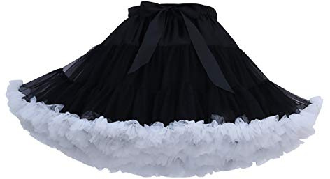 Tutù Donna Gonne Tulle Fluffy Petticoat Cosplay Poofy Puffy Tutu Danza Donna Gonna Tulle Princess Tutu Adulto Sottogonna Gonna Balletto Petticoats Sottoveste Tulle Costume Tutu Skirt Women Nero Bianco