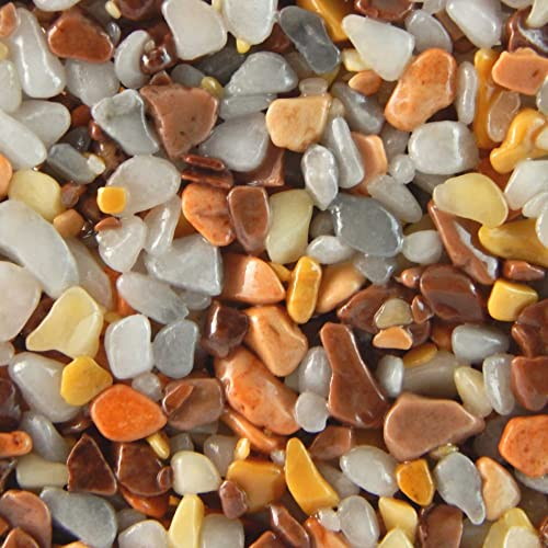 Terralith Steinteppich Marmor Komplett-Set für 1qm - Körnung: fein - 2-4mm mit Reinacrylat Bindemittel - für Wand in orange-weiß (mix venezia)