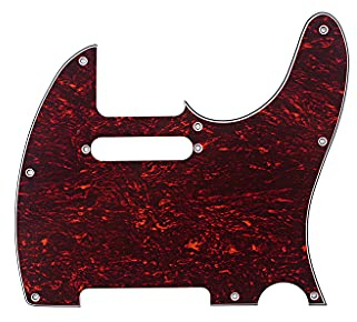 Alnicov 8 Hole Tele Pickguard Fit for USA/MX Standard Telecaster Guitar,3Ply Red tortoise