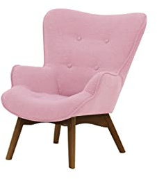 Nordville Bloomy Sessel Mini Für Kinder - Ohrensessel in Landhaus-Stil | Der perfekte Polstersessel für entspannte, Lange Fernseh- und Leseabende (Pink, Eiche dunkel)