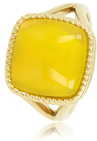 My Bendel - Siegelring Gold mit gelbem Achat Edelstein- Stylischer Ringe für Damen mit echtem Edelstein - Bleibt schön und Verfärbt nicht - Stapeln Ringe - mit Luxuriösen Geschenkverpackung