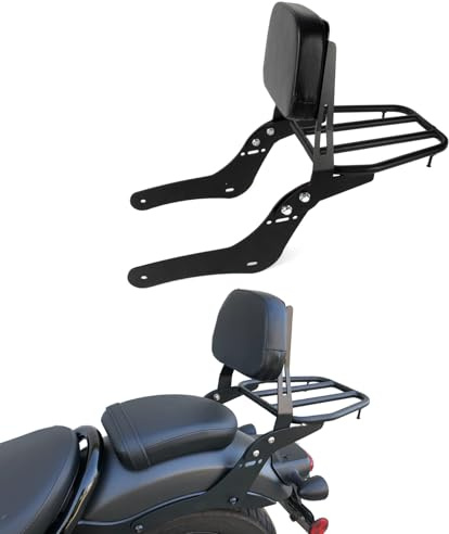 Motorcycle Rear Backrest Seat Pad with Luggage Rack for Rebel CMX500 CMX300 2017-2023, PSLER Passenger Backrest Sissy Bar with Cargo Support Racking Motorbike Accessories