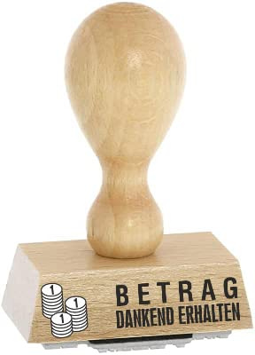 Office-Stempel/Lagertext – BETRAG erhalten - von Kaufhaus2010 Buchenholzstempel – Lagertextstempel zur Kennzeichnung von Rechnungen und anderen Dokumenten 4 cm lang