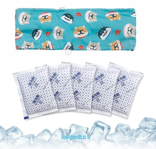 KUDES Dog Cooling Bandana Collar with Recyclable Ice Packs, Pet Dog Adjustable Ice Chill Out Collar Scarf Neck Cooler Wrap for Cat Small Medium Large Dogs Summer (Blue Dogs, Medium)