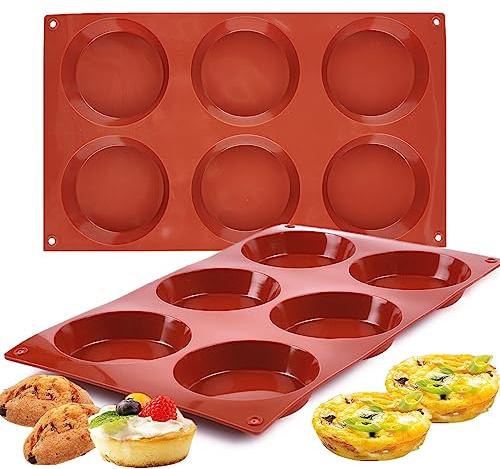 JOERSH 2-PK Silicone Egg Mold for Breakfast Sandwiches 3 Inch Round Muffin Top/Egg Pan, Oven Baking Silicone Molds for English Muffins, Whoopie Pies, Egg Patty Bites
