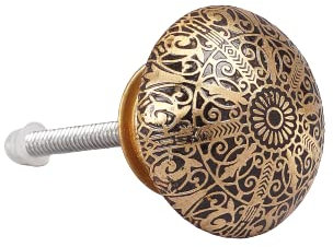 G Decor Pomo de puerta de latón dorado Monarchy (negro), Tirador Puerta