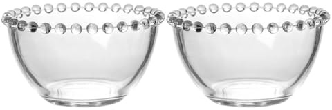 Luxshiny Glass Bowl Set 2 Pack Transparent Sauce Bowl with Beaded Edge Serving for Dip Dressing Oatmeal Snacks and Home Tableware for Parties Housewarming and Daily Dining