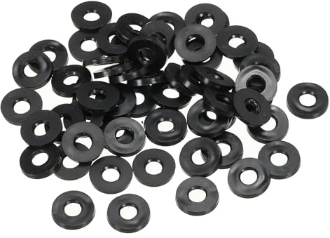 PATIKIL M5 Rubber Flat Washer, 60 Pack 5mm ID 11mm OD 1.6mm Thick Sealing Spacer Gasket Ring for Faucet Pipe Water Hose Fastener Bolt, Black