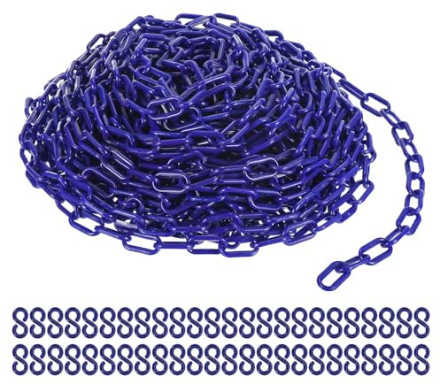 PATIKIL Plastic Chain Links, 100 Foot Safety Barrier Chain Blue for Crowd Control, Queue Line, Parking, Fence, Gate, Concert, Construction Site and Decoration