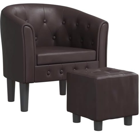 vidaXL Clubsessel mit Fußhocker Braun Kunstleder