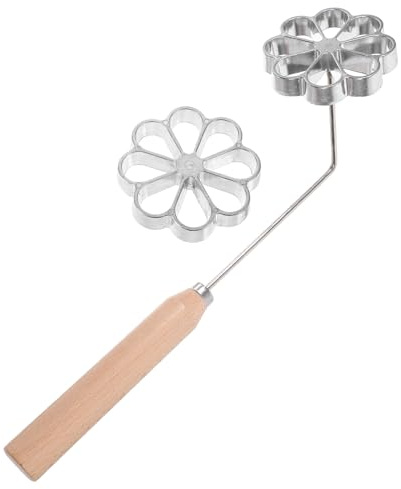 PRETYZOOM Bunuelos Mold Rosette Iron Molds Set with Wooden Handle Aluminum Waffle s Homemade Swedish Lotus Flower Bunuelos Cookie Maker for Rosette