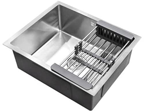 Trintion 540x440mm Stainless Steel Kitchen Sink Set - Single Deep Square Bowl Sink with Drain Basket Soap Dispenser and Overflow for Undermount or Inset Installation