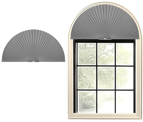 Bogenfenster-Schatten-Halbkreis-Plissee-Stick-On-Tool Lichtfilternde halbrunde Stoffschirme Leicht zu schneiden und zu installieren Bogenfensterverkleidungen für Halbmond-Bogenfenster, 1 Paneel