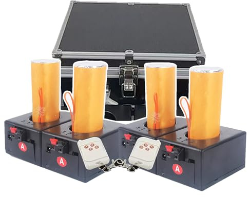 4/6/8 Pezzi Macchina per Fuochi D'Artificio A Freddo, Ricevitore Pirotecnico Freddo, Macchina per Fontana di Scintille, 2 di Controllo Remoto Wireless+ Valigia, per Matrimoni,4pcs
