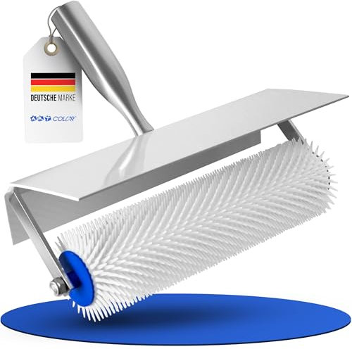 Stachelwalze für Ausgleichsmasse (50cm) inkl. Spritzschutz und Stielaufnahme - Entlüftungswalze mit 11mm Stacheln