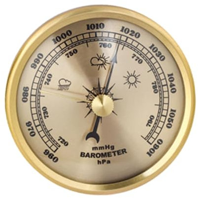 Sharplace Barometer Weather Station Accurate Metal Frame Air Pressure Gauge Aneroid Barometer for Breeding Boat Indoor Outdoor, Gold