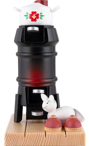Erzgebirge Palast Franz Karl Räucherofen mit Katze - schwarz - 14,5 cm