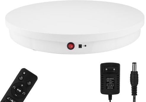 Motorized Rotating Display Stand, 360 Degree Automatic Rotating Display Stand, Angle Speed Adjustabl Turntable for Big Size Products Potography Live Video Show White/ 20.5inch /330Lbs Load/Wired