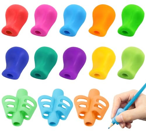 Tumurup Lot de 13 Guide Doigts Ecriture Enfant - Silicone Aide Ecriture Enfant - Grip Crayon Convient aux Stylos Fins - Ergonomique Aide Crayon - Pour Droitier Gaucher, Cadeau de Rentrée Scolaire