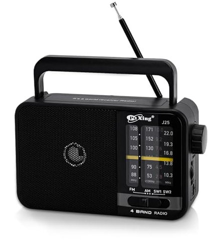 TOWEAR Radio portátil, radio FM AM, red portátil y radio de batería para el hogar o al aire libre, radio portátil pequeña con excelente recepción, radio para ancianos, fácil de usar, color negro