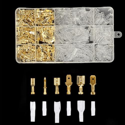 480 Pezzi Capicorda Terminali da Crimpare Connettori Elettrici Piatti Kit, Maschio Femmina per Auto e Cavi 2,8 mm 4,8 mm 6,3 mm