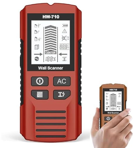 Multifunktionaler Handheld Metall und Wand Detektor,Leitungssucher Wand Scanner Detektor,Tragbare Stud Finder Metalldetektor mit LCD-Anzeige,Wanddetektor für Holz Eisenmetalle Kabel Metall (Rot)