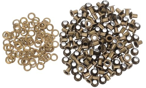 DOITOOL Runde Metallösen 100 Stück 4x8x7mm für Leder und Stoff | Unterlegscheiben, Braun, für Selbstgemacht Projekte und Lederarbeiten, zur Montage an Taschen und Etiketten