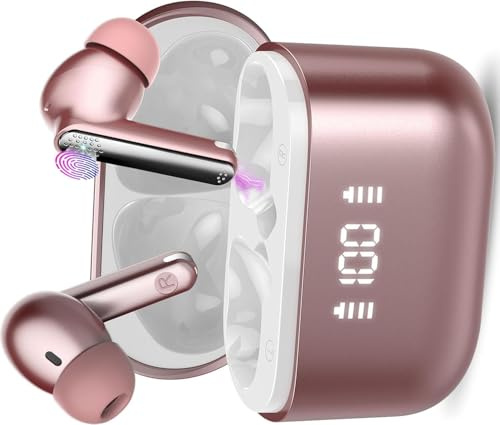 AI Language Translator Earbuds with Audio and Video Calls, 3-in-1 Bluetooth 5.4 Translation Earbuds with 164 Real Time Languages/6 Translation Modes, 48H AI Headphones with APP for Business Pink